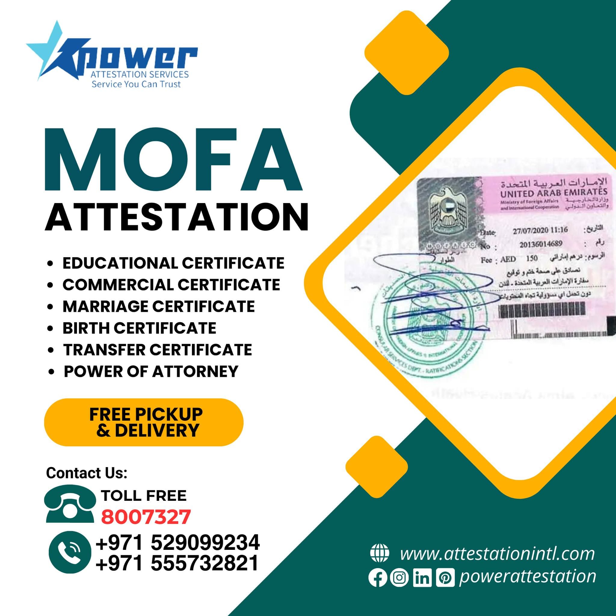 MOFA Certificate Attestation in Dubai For Educational Documents